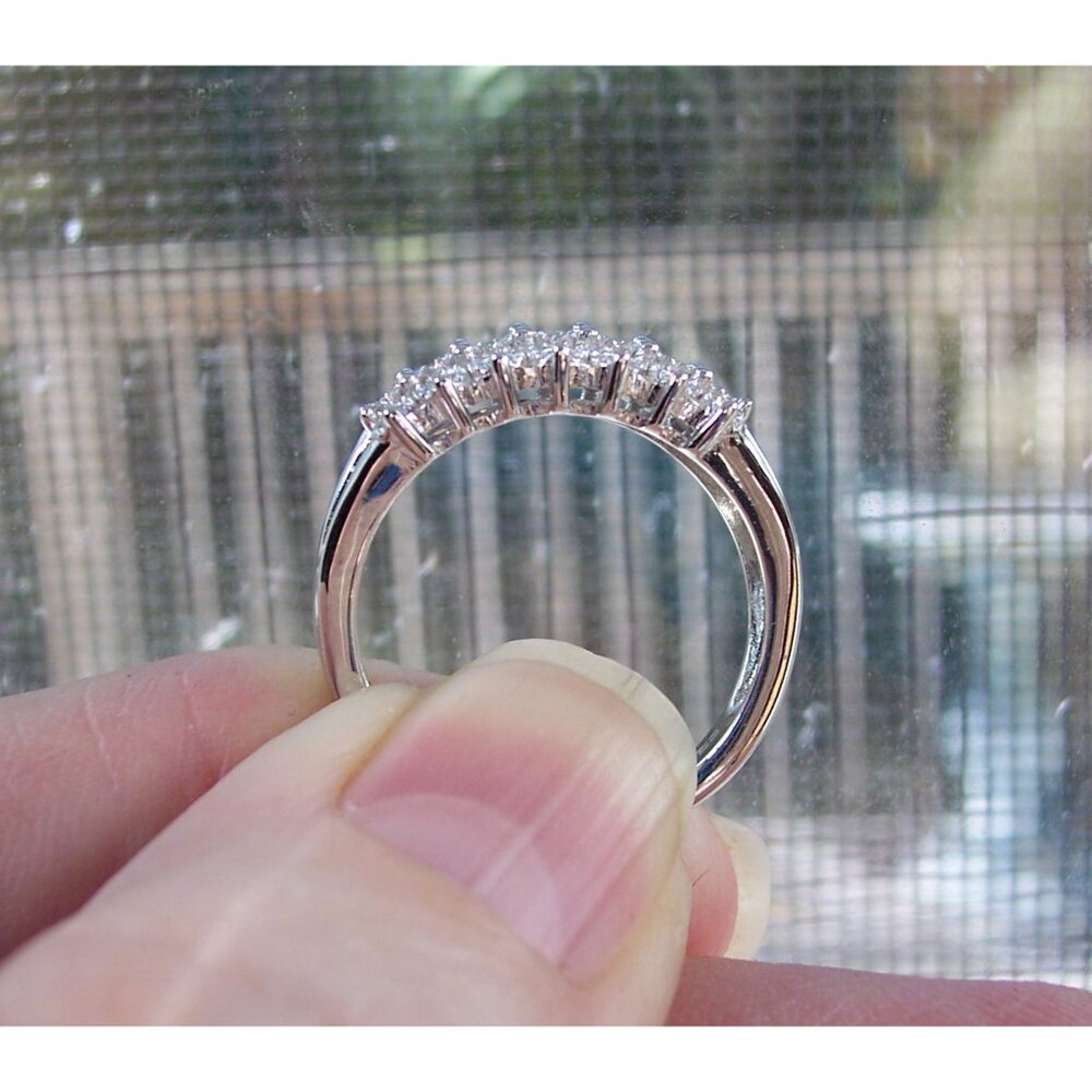 4 Row Pave Ring Cubic Zirconia 925 Sterling Silver Women's - Picture 7 of 14